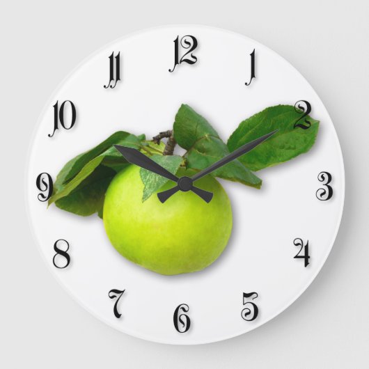 Grüner Apfel Große Wanduhr (Vorderseite)