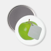 Grüner Apfel mit Metallmarke Magnet (Vorderseite/Rückseite)