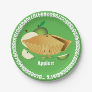 Grüner Apfel-Pi-Tag  Papierplatte Pappteller