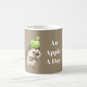 Grüner Apfel pro Tag Igel Kaffeetasse