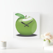 Grüner Apfel Quadratische Wanduhr (Zuhause)