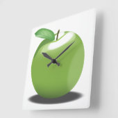 Grüner Apfel Quadratische Wanduhr (Winkel)