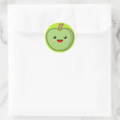 Grüner Apfel Runder Aufkleber (Tasche)