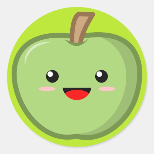Grüner Apfel Runder Aufkleber (Vorderseite)