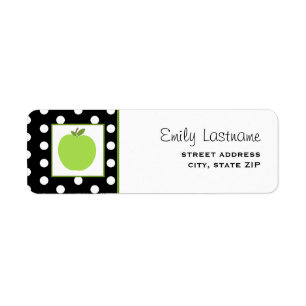 Grüner Apfel / Schwarz mit weißen Polka-Punkten