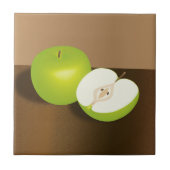 Grüner Apfel und ein halbes Stillleben Fliese (Vorderseite)