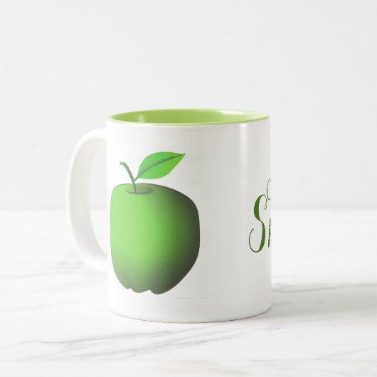 Grüner Apfel Zweifarbige Tasse (Vorderseite Links)