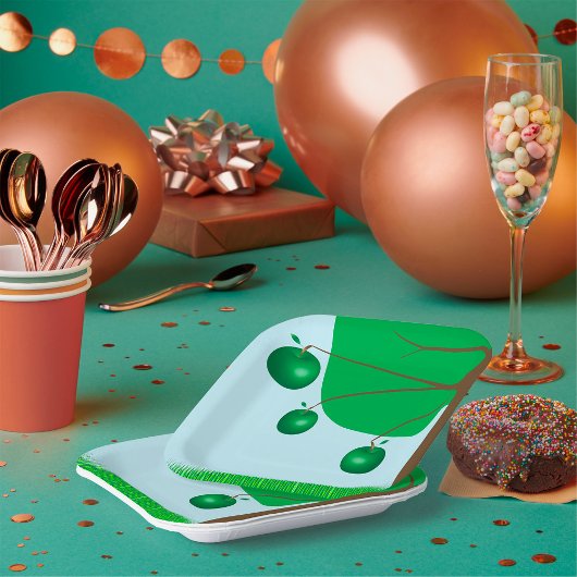Grüner Apfelbaum Pappteller