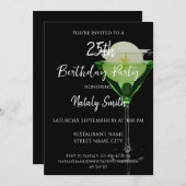 Grüner Apfelsincocktail mit einer Apfelscheibe Einladung (Vorne/Hinten)