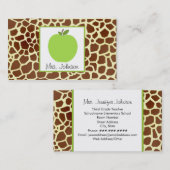 Grüner Apple-Giraffen-Druck-Lehrer Visitenkarte (Vorne/Hinten)
