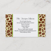 Grüner Apple-Giraffen-Druck-Lehrer Visitenkarte (Rückseite)