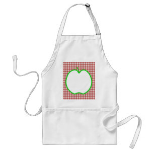 Grüner Apple mit rotem und weißem Karo-Muster Schürze