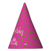 Grüner Apple-Polka-Punkt auf dem Diva-Rosa Partyhütchen (Rechts)