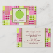 Grüner Apple u. inspirierter karierter Lehrer Visitenkarte (Vorne/Hinten)