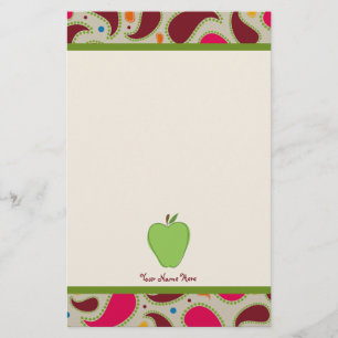 Grüner Apple u. personalisierter Lehrer Paisleys Briefpapier