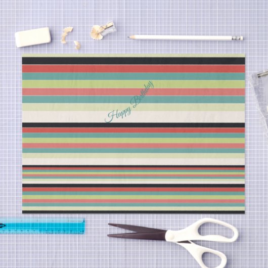 Grüner Aquamariner moderner Streifen Seidenpapier (Handwerk)