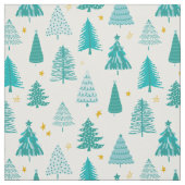 Grüner Aquamariner Winterwald Weihnachtsbaum Stoff (Muster)