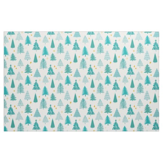 Grüner Aquamariner Winterwald Weihnachtsbaum Stoff (Fat Quarter (45,7 x 55,9 cm))