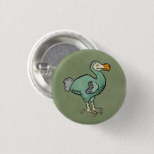 Grüner Aquarelldodo-Vogel mit schwarzer Tinte Button (Vorne & Hinten)