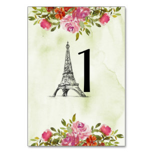 Grüner Aquarelleiffelturm Tischnummer