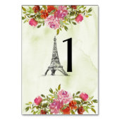 Grüner Aquarelleiffelturm Tischnummer (Rückseite)