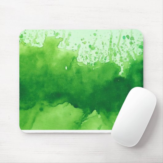 Grüner Aquarellhintergrund; handgemalt Mousepad (Mit Mouse)
