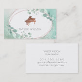 Grüner Aquarellpianist Visitenkarte (Vorne/Hinten)