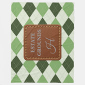 Grüner Argyle-Kunstleder-Monogramm im Prep-Stil Fleecedecke (Vorderseite)