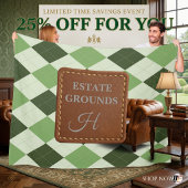 Grüner Argyle-Kunstleder-Monogramm im Prep-Stil Fleecedecke