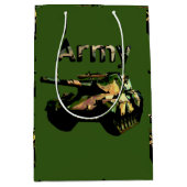 Grüner Armeepanzer, mittelgroße Geschenktüte (Vorderseite)