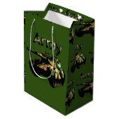 Grüner Armeepanzer, mittelgroße Geschenktüte (Rückseite Schrägansicht)