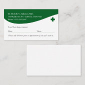 Grüner Arzt Fachmann Patient  Terminkarte (Vorne/Hinten)