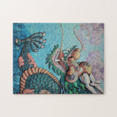 Grüner asiatischer Art-Drache Puzzle (Horizontal)