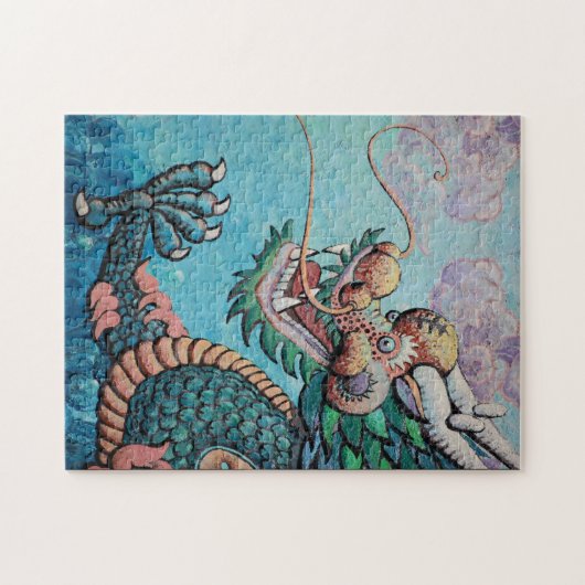 Grüner asiatischer Art-Drache Puzzle (Horizontal)