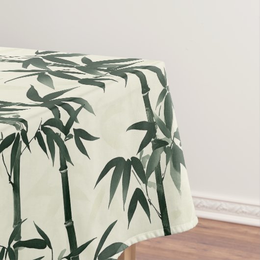 Grüner asiatischer Bambus und Blätter Tischdecke (Beispiel)