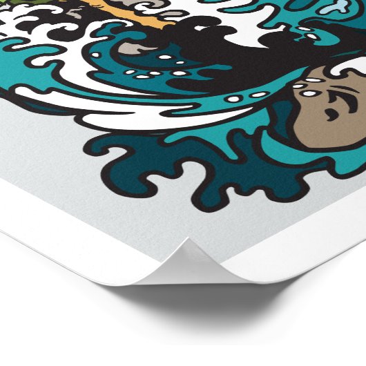 Grüner asiatischer Drache VS Weißer Tiger. Abbildu Poster (Ecke)