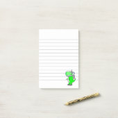 Grüner Astronaut Dinosaurier Zeichnend Lined Post-it Klebezettel (Auf Schreibtisch)