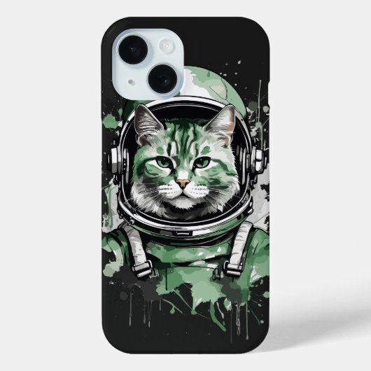 Grüner Astronaut Katzen-Splash Case-Mate iPhone Hülle (Rückseite)