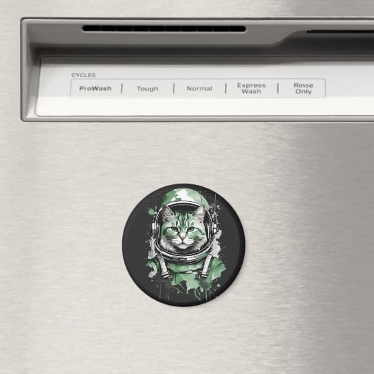 Grüner Astronautenkatze Magnet (In Situ (Geschirrspüler))