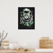 Grüner Astronautenkatze Poster (Küche)