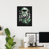 Grüner Astronautenkatze Poster (Heimbüro)