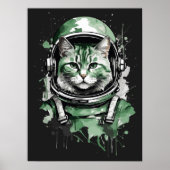 Grüner Astronautenkatze Poster (Vorne)