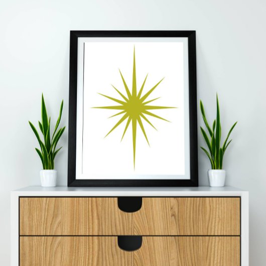 Grüner Atomarer Sternenexplosion Mid-Century-Moder Poster