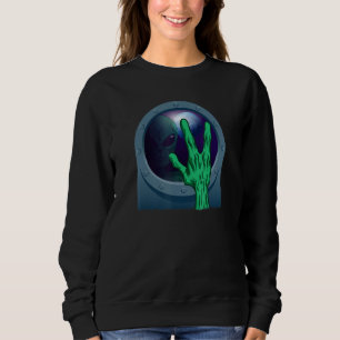 Grüner Außerirdischer Kopf Ufo Glaubt Area 51 Welt Sweatshirt