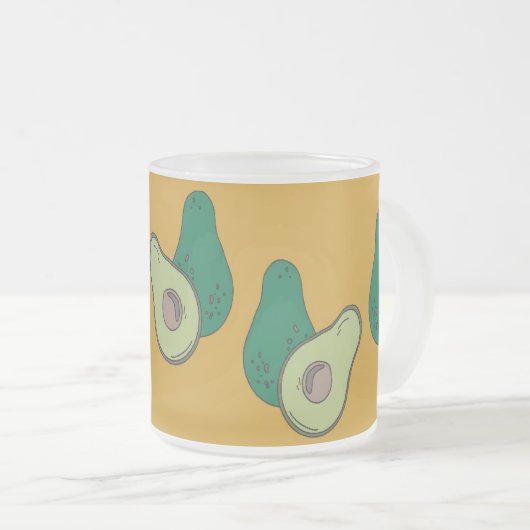 Grüner Avocado auf braun Mattglastasse (VorderseiteRechts)
