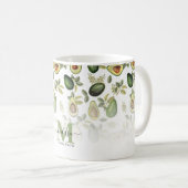 Grüner Avocado-Botanik-Monogramm-Muster Kaffeetasse (VorderseiteRechts)
