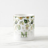 Grüner Avocado-Botanik-Monogramm-Muster Kaffeetasse (Mittel)