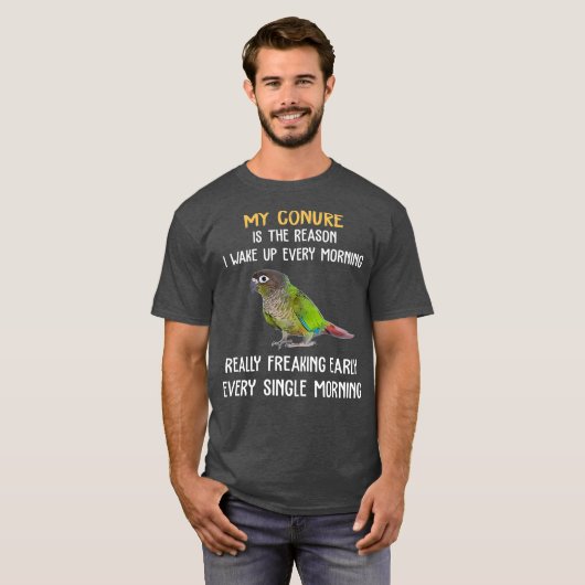 Grüner Backenfisch Weckte Früherer Papagei T-Shirt (Vorne ganz)
