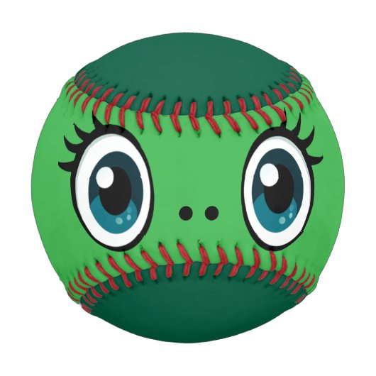 Grüner Ball mit großen Augen gegen Baseball (Vorderseite)