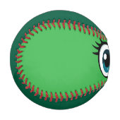 Grüner Ball mit großen Augen gegen Baseball (Vorderseite Links)